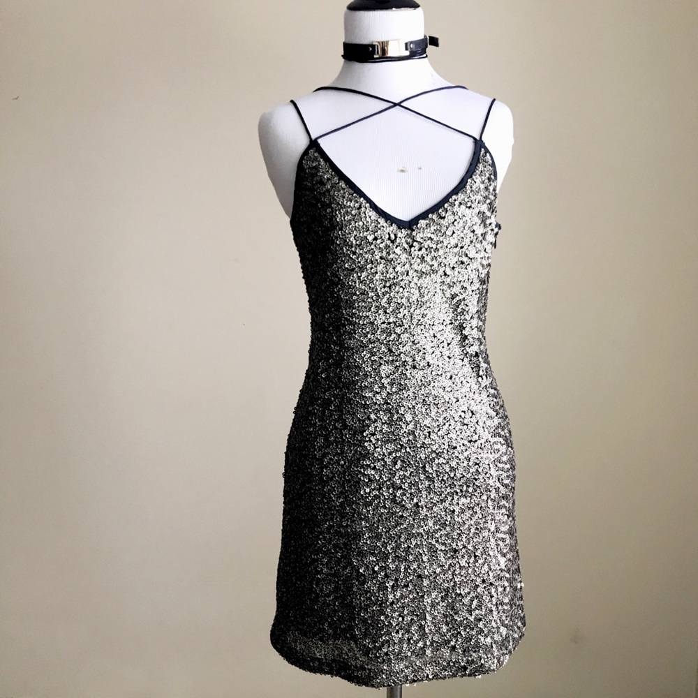 Abercrombie & Fitch Gold Sequin Mini Dress sz XS